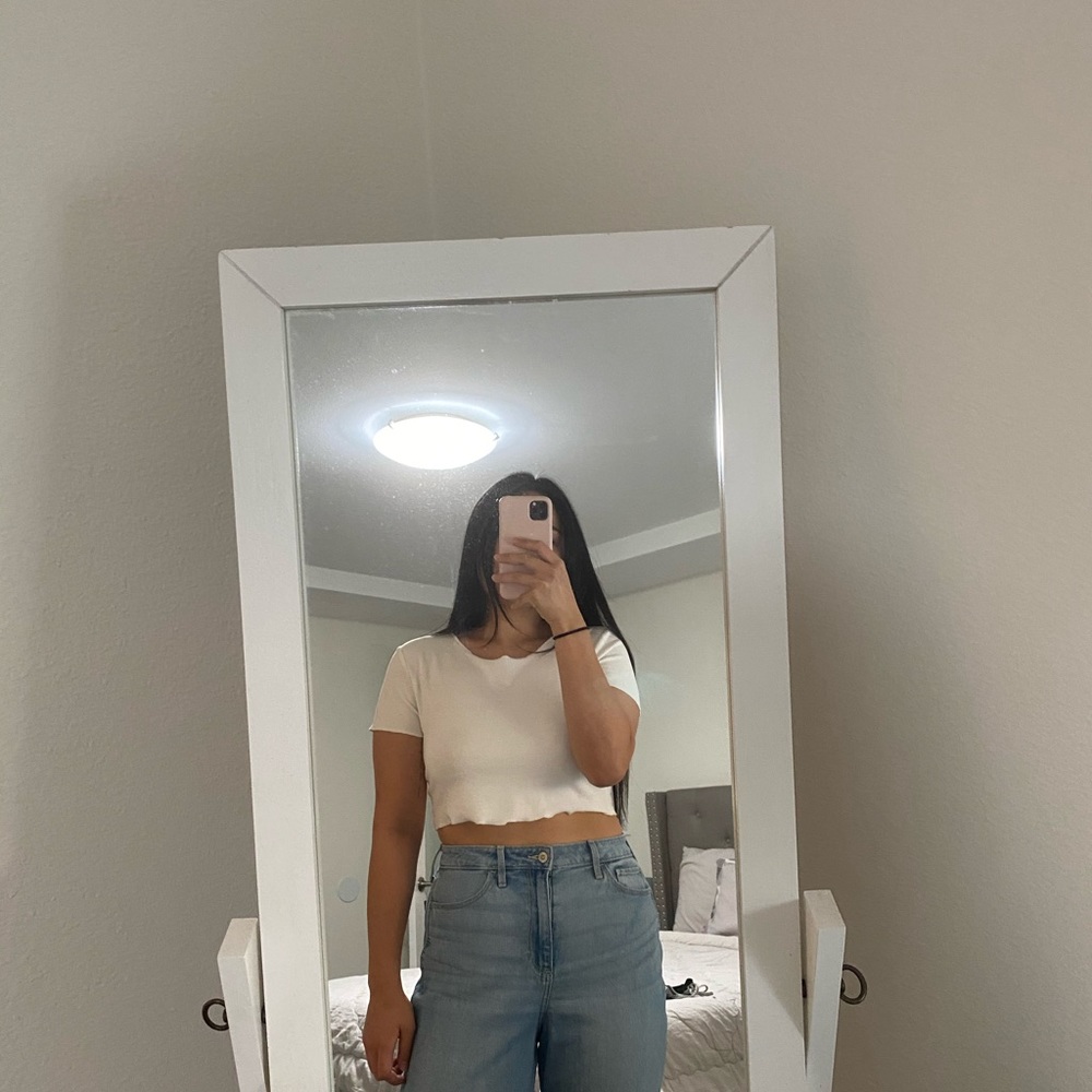 White Crop top tee Zara